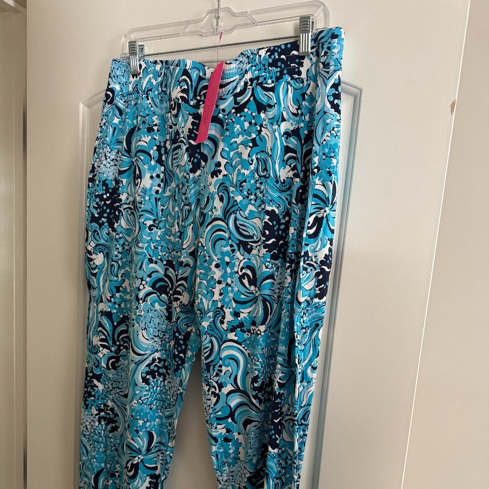 Lilly Pulitzer Rici Stretch Pant Resort White Mermazing NWT Large